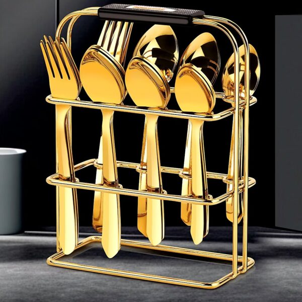 Decent - Gold Cutlery Set (24 Pcs & Stand)
