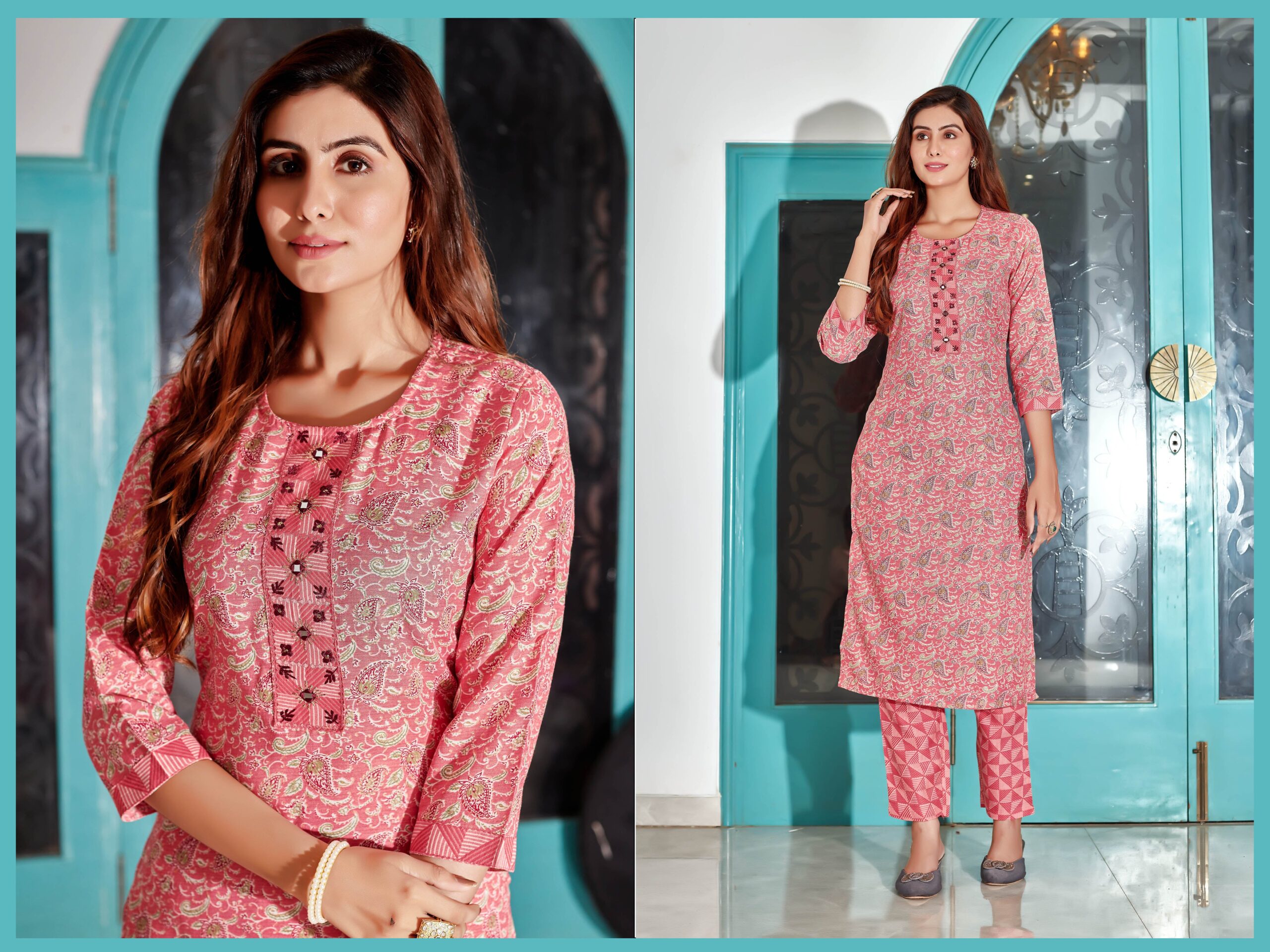 K-RDC0036_3 Women Cotton Blend Digital Print Kurta With Pant Set - Image 1