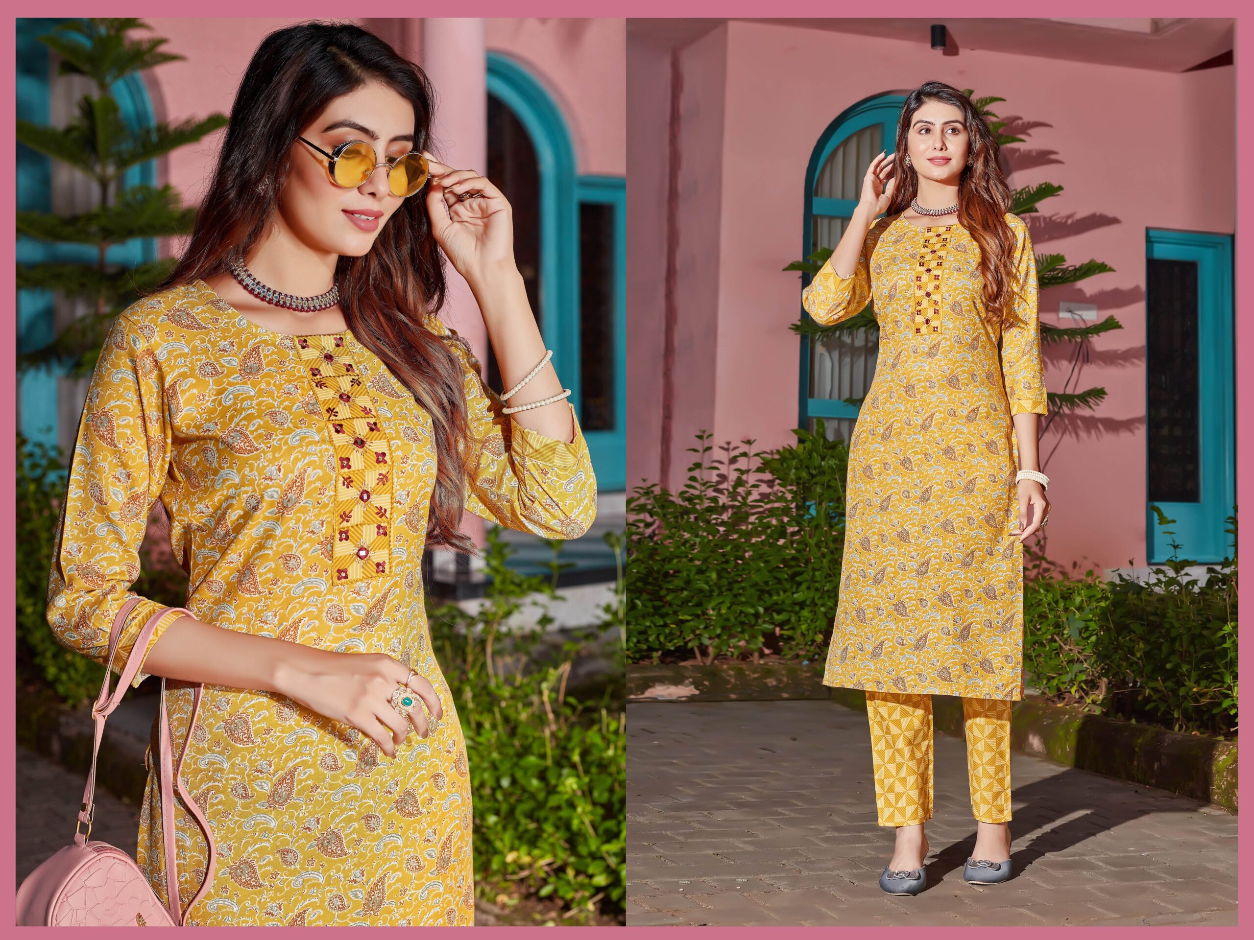 K-RDC0038_4 Women Cotton Blend Digital Print Kurta With Pant Set - Image 1