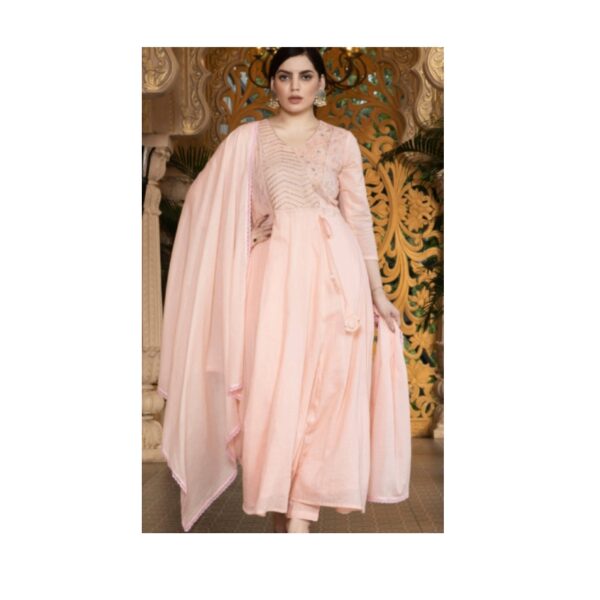 Cotton Handwork Kurta Set (3 Pcs) - White