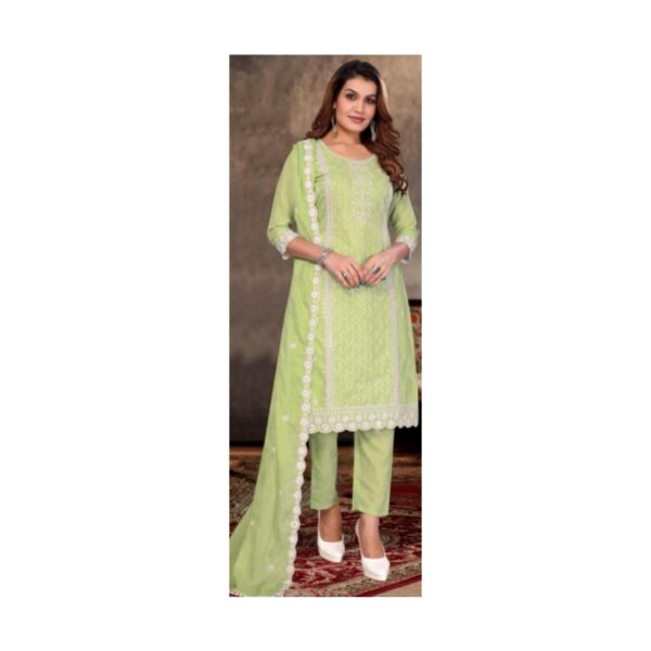 Cotton Digital Print Kurta Set with Lakhnawi Work