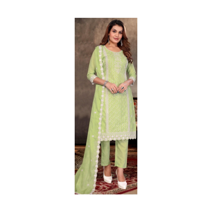 image (1) (12) Cotton Digital Print Kurta Set with Lakhnawi Work - Image 1