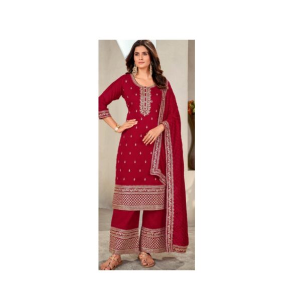Vichitra Silk Kurta Set with Embroidery
