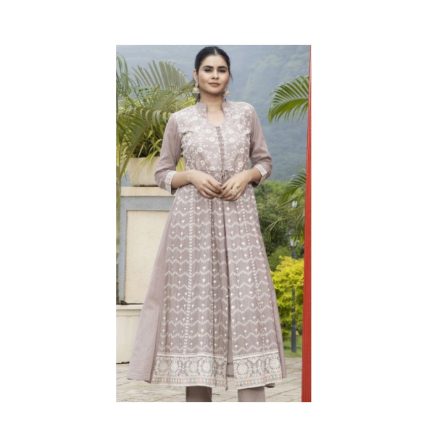 image (1) (3) Mal Cotton Gown Set (2 Pcs) - Pastel Pink - Image 1