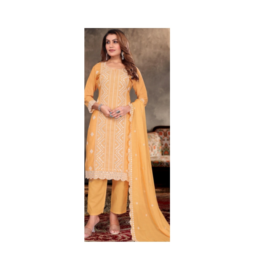 image (1) (6) Cotton Digital Print Kurta Set with Lakhnawi Work - Image 1