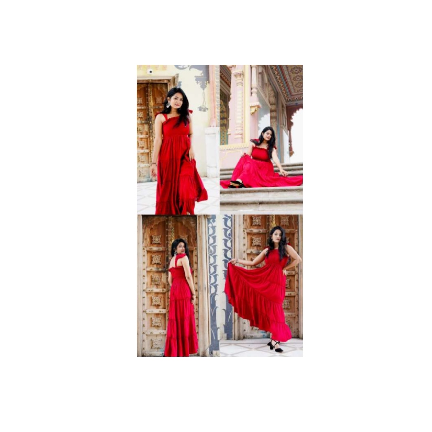 image (1)_ (5) Maroon Rayon Solid Bobin Elastic 4-Tier Suit - Image 1