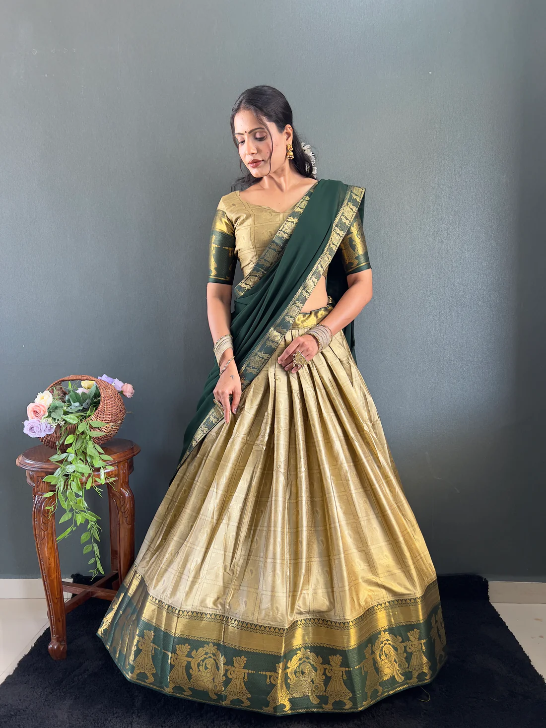 2025 Bestseller Rama and Purple Cotton Lehenga Set ๐ 2025 Bestseller Rama and Purple Cotton Lehenga Set - Image 1