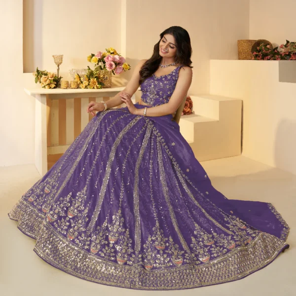 Dark Purple Bridal Wear Lehenga
