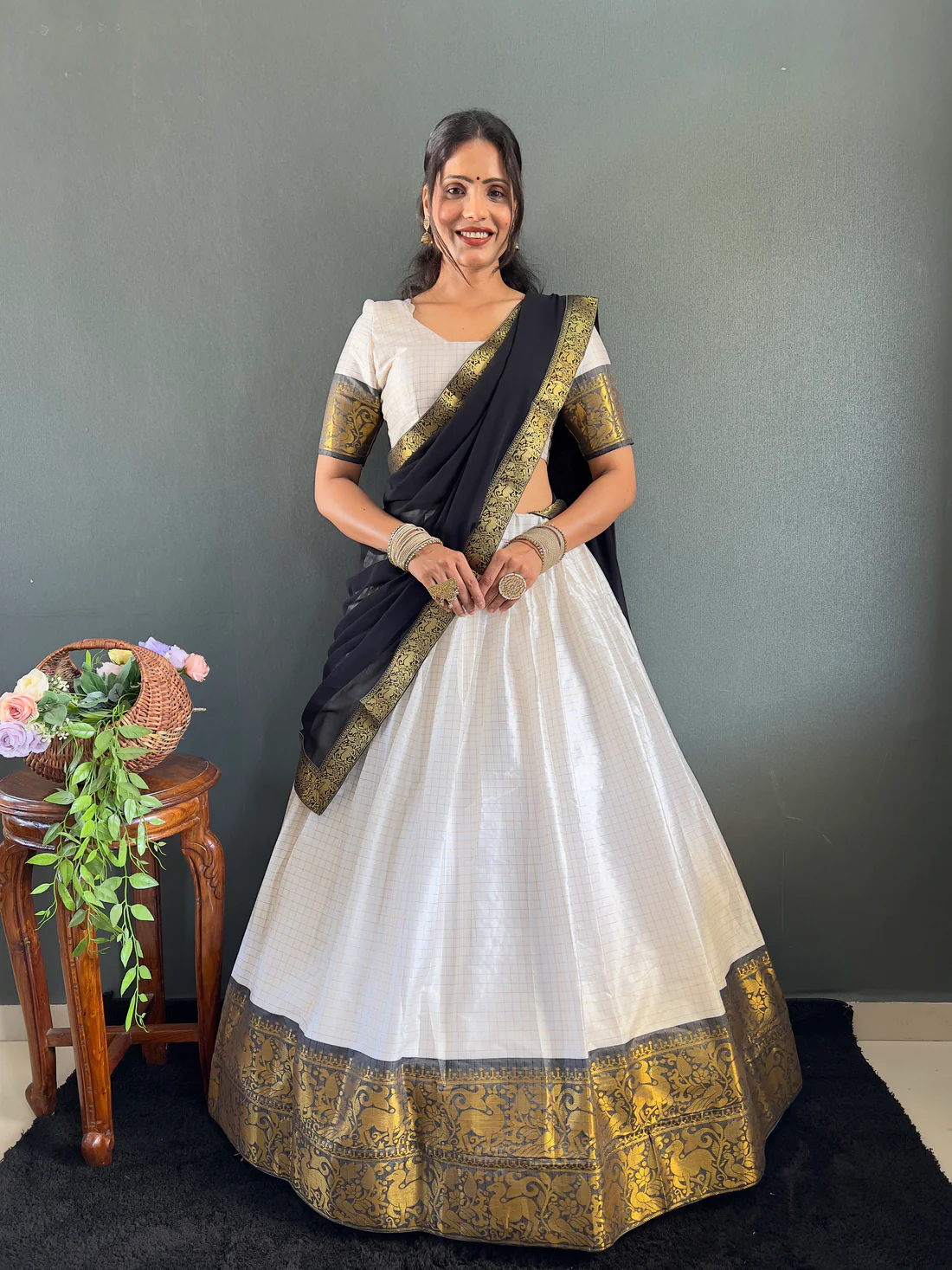 Trendy Colourful Lehenga with Unstitched Blouse and Contrast Dupatta ๐ Trendy Colourful Lehenga with Unstitched Blouse and Contrast Dupatta - Image 1