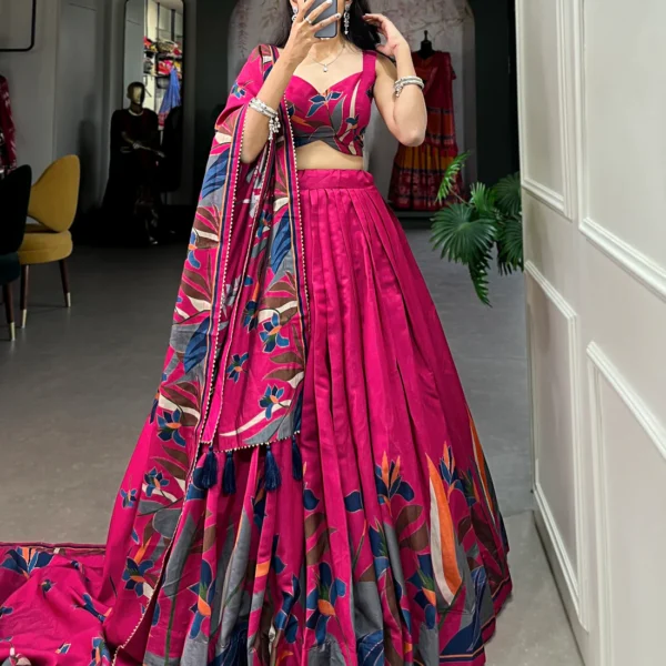 ZariyaFloré Set - Elegant Floral Foil with Gotta Patti and Tassels Lehenga Choli Set