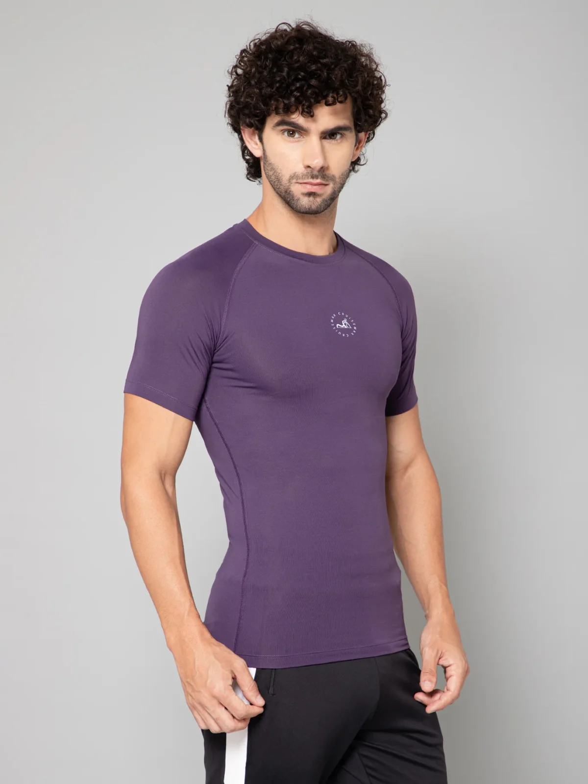 Logo Details-Compression Half Sleeve T-Shirt - Image 1