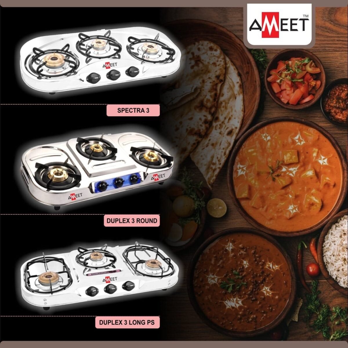 Ameet Deluxe SS series of 2&3 Burners - Image 4