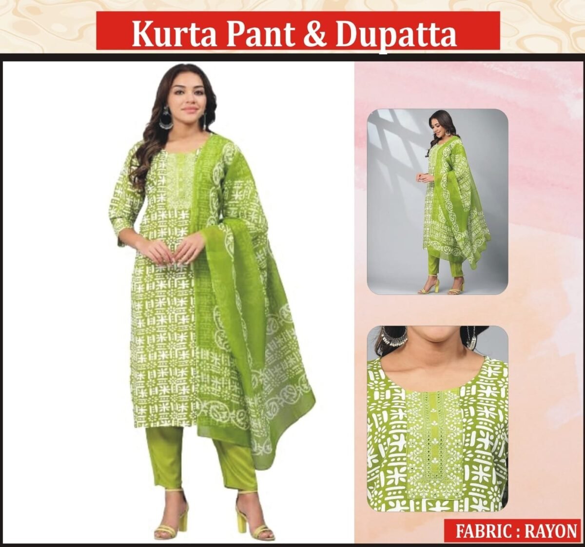 Ladies- Kurta Pant and Dupatta - Image 5