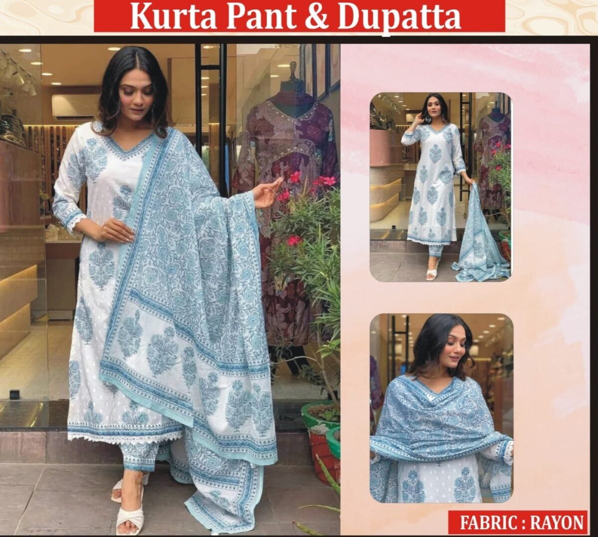 Ladies- Kurta Pant and Dupatta - Image 4