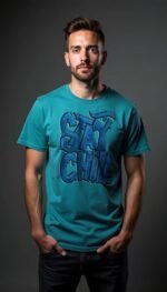 Half Sleeve Round Neck Men T-Shirt Red - Image 8