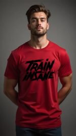 Half Sleeve Round Neck Men T-Shirt Red - Image 2