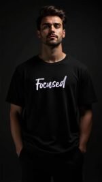 Oversized 220Gsm Half Sleeve Round Neck Men T-Shirt Black