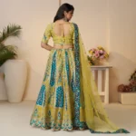 Alluring Bel Butti Pattern Golden Sangeet Lehenga Choli - Image 2