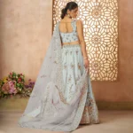 Beautiful Sky Blue Color Sequins Chinon Reception Wear Lehenga Choli - Image 3
