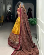 🌸 BhavyaKari Lehenga – Regal Prints with Foil and Lace Luxe - Image 4