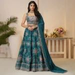 Blue Beauty Bridesmaid Lehenga with Sequin Shine and Floral Grace