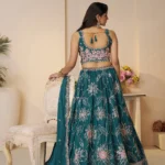 Blue Beauty Bridesmaid Lehenga with Sequin Shine and Floral Grace - Image 3