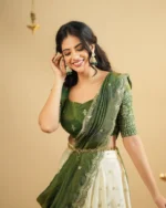 🌺 Heavy Embroidery Work Chinnon Lehenga Set - Image 4