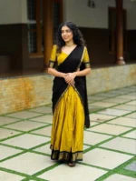 🌹 Classic Plain Heavy Embroidery Work Border Cotton Lehenga Set