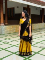 🌹 Classic Plain Heavy Embroidery Work Border Cotton Lehenga Set - Image 5