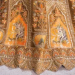 Earthy Mustard Color Bridal Lehenga with Patch and Aari Work Semi-Stitched Lehenga Choli - Image 3