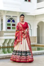 🌟 HeritageHue Lehenga Set – Foil-Touched Vintage Patola Elegance - Image 2