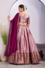 🌸 Attractive Border Work Jacquard Silk Lehenga Set - Image 5