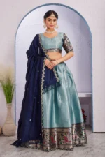 🌸 Attractive Border Work Jacquard Silk Lehenga Set - Image 7