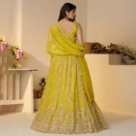 Lehenga For Haldi – Indian Lehenga with Sequins and Cut Dana Work - Image 3