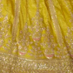 Lehenga For Haldi – Indian Lehenga with Sequins and Cut Dana Work - Image 4