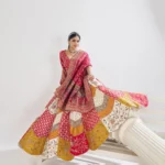 Multicolour Banarsi Mosaic Scallop Designer Bridal Lehenga - Image 2