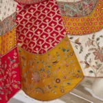 Multicolour Banarsi Mosaic Scallop Designer Bridal Lehenga - Image 4