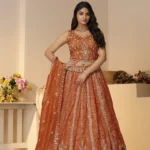 Rustic Orange Trending Color Bridal Lehenga Set