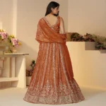 Rustic Orange Trending Color Bridal Lehenga Set - Image 3
