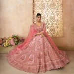 Adorable Pink Silk Embroidery Wedding Wear Lehenga Choli - Image 2
