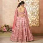 Adorable Pink Silk Embroidery Wedding Wear Lehenga Choli - Image 3