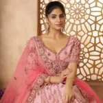 Adorable Pink Silk Embroidery Wedding Wear Lehenga Choli - Image 4
