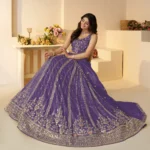Dark Purple Bridal Wear Lehenga