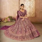 Radiant Purple Banarasi Silk Bridal Lehenga – Royal Grandeur Elegance in Every Thread for Your Special Day - Image 2