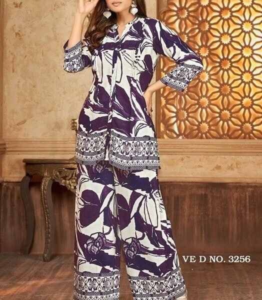 Rayon Discharge Print Kurti and Bottom Set