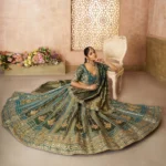 Regal Green Tissue Base, Banarasi Patches and Zari Work Designer Lehenga - Image 2