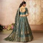 Regal Green Tissue Base, Banarasi Patches and Zari Work Designer Lehenga - Image 4