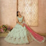 Surprising Green Zari Weaving Silk Wedding Lehenga Choli with Dupatta