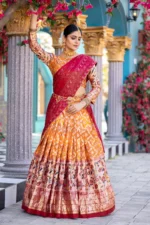 🌟 ZariPhool Lehenga Set – Traditional Patola with Gotta Grace - Image 4