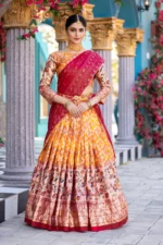 🌟 ZariPhool Lehenga Set – Traditional Patola with Gotta Grace - Image 3